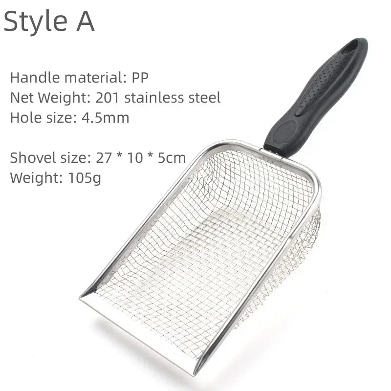 Stainless Steel Cat Litter Scoop – Long Handle Waste Shovel