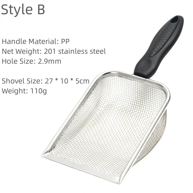 Stainless Steel Cat Litter Scoop – Long Handle Waste Shovel