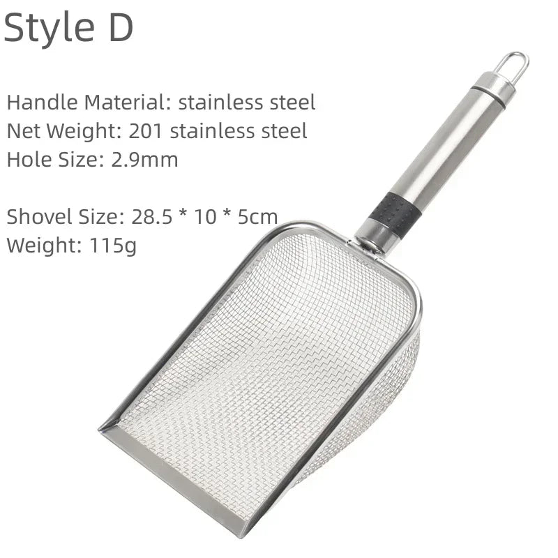 Stainless Steel Cat Litter Scoop – Long Handle Waste Shovel