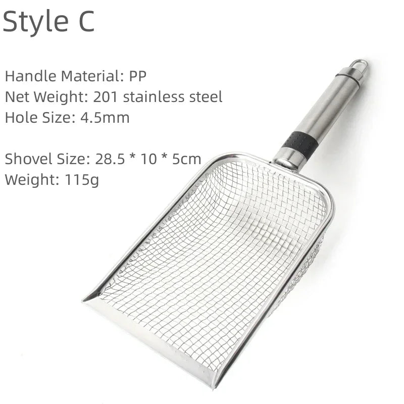 Stainless Steel Cat Litter Scoop – Long Handle Waste Shovel