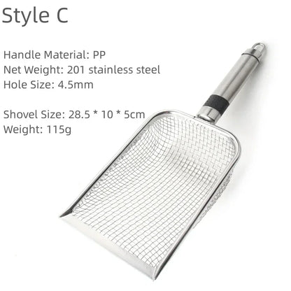 Stainless Steel Cat Litter Scoop – Long Handle Waste Shovel