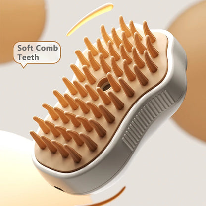 3-in-1 Electric Pet Steam Brush – Grooming, Massage & Loose Hair Removal