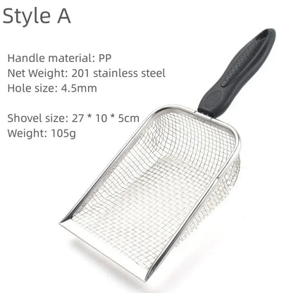 Stainless Steel Cat Litter Scoop – Long Handle Waste Shovel