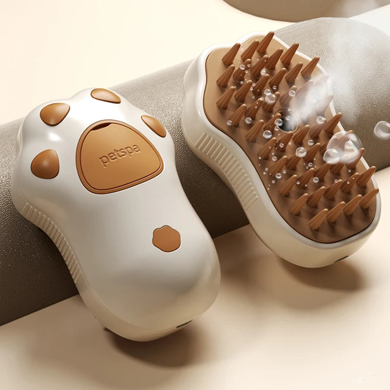 3-in-1 Electric Pet Steam Brush – Grooming, Massage & Loose Hair Removal