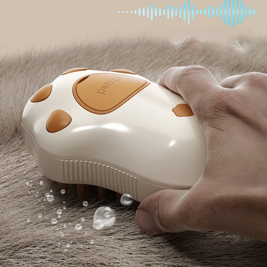 3-in-1 Electric Pet Steam Brush – Grooming, Massage & Loose Hair Removal