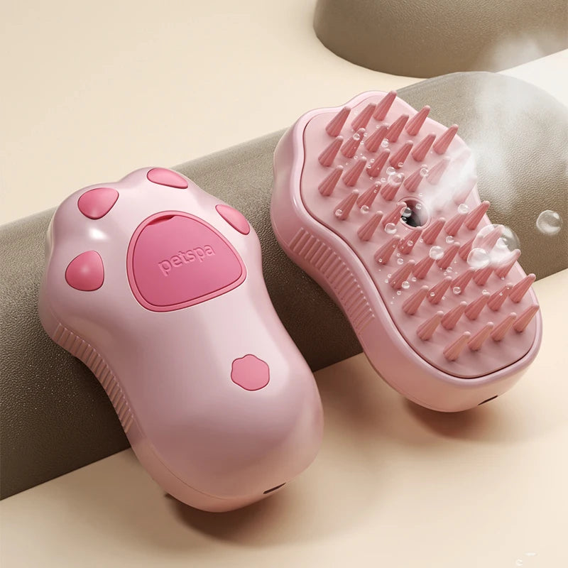 3-in-1 Electric Pet Steam Brush – Grooming, Massage & Loose Hair Removal