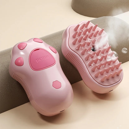 3-in-1 Electric Pet Steam Brush – Grooming, Massage & Loose Hair Removal