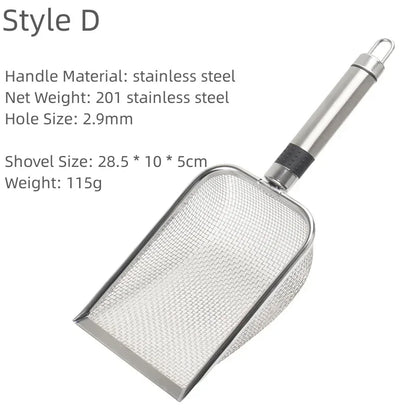 Stainless Steel Cat Litter Scoop – Long Handle Waste Shovel